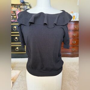 Catherine Malandrino Black Ruffle Blouse